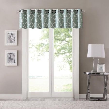 Madison Park Madison Park MP41-2405 Saratoga Fretwork Print Valance - Seafoam MP41-2405